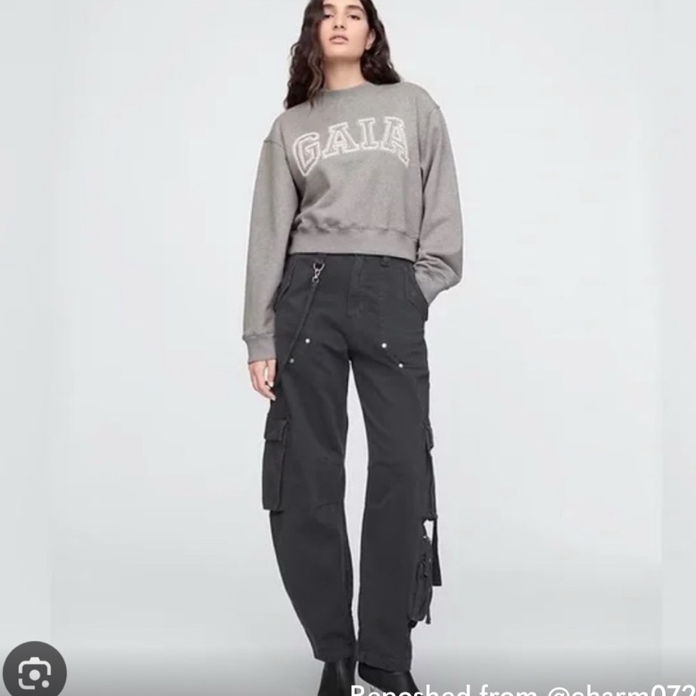 GAP X Cult Gaia black cargo barrel jeans Size 4